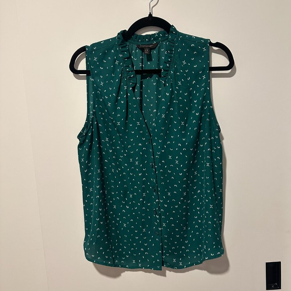 Banana Republic Green Printed Sleeveless Blouse – Size LP